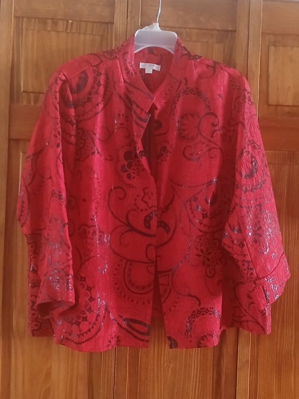 ERIN red and black patterned jacket sz 2X woman's